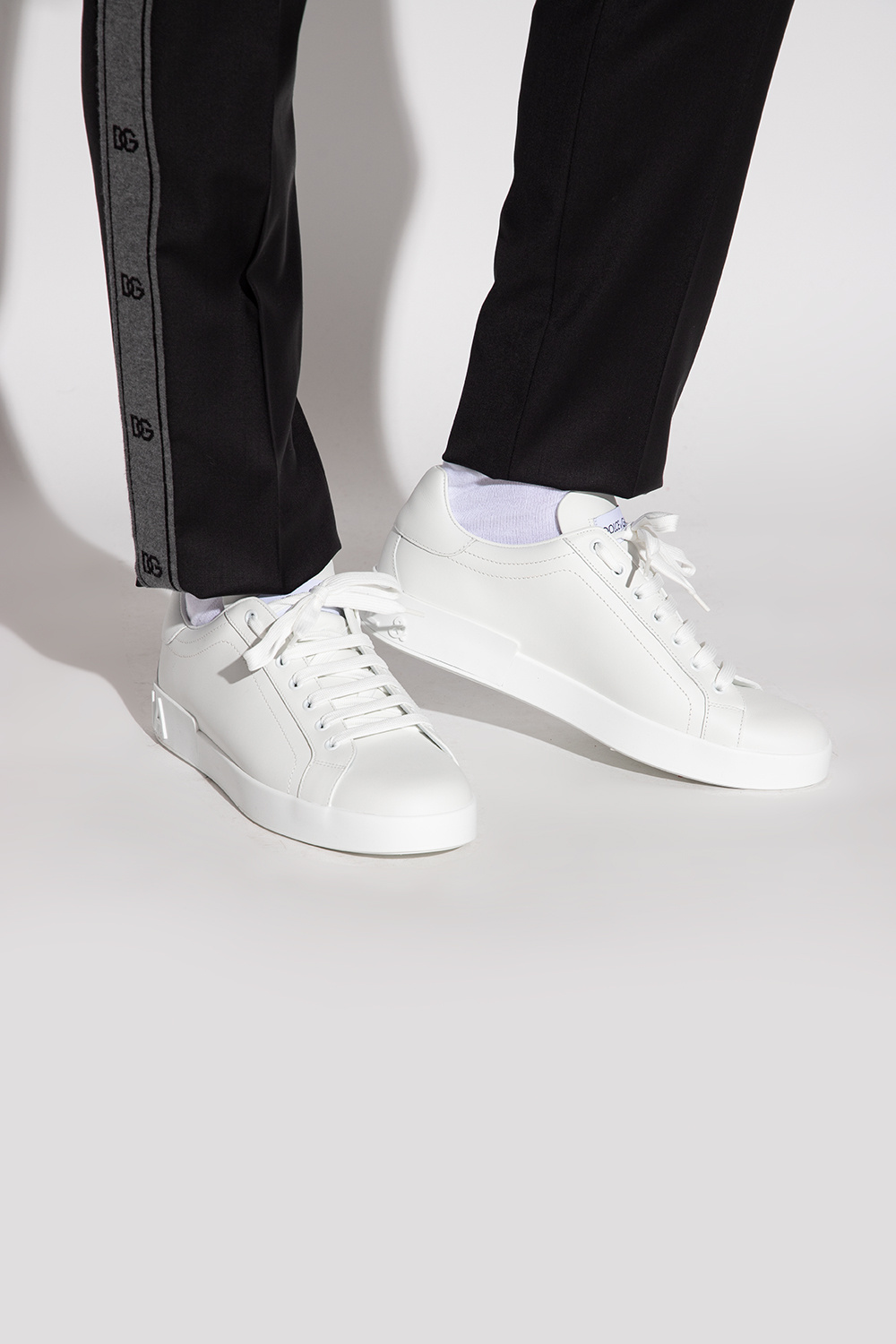 White 'Portofino' leather sneakers Dolce & Gabbana - Vitkac